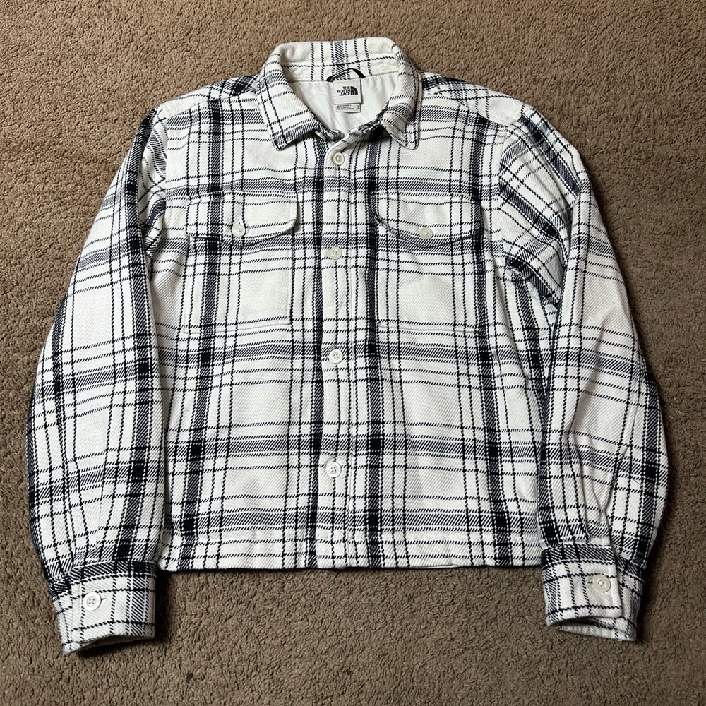 The North Face Valley Twill Utility Shacket Mens Small White Plaid Gorpcore